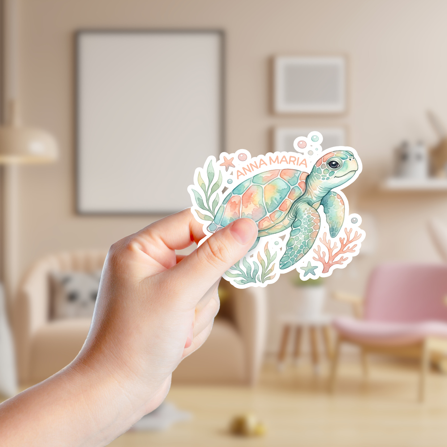 Watercolor Sea Turtle Custom Sticker