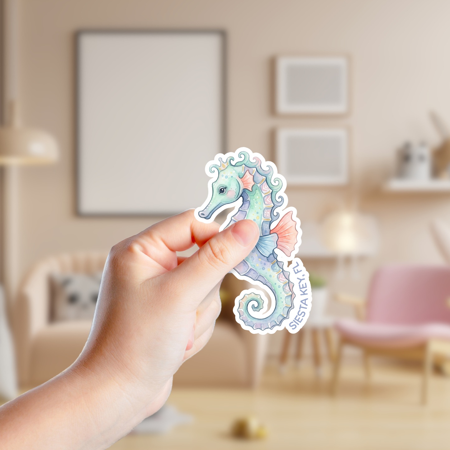 Watercolor Seahorse Custom Sticker