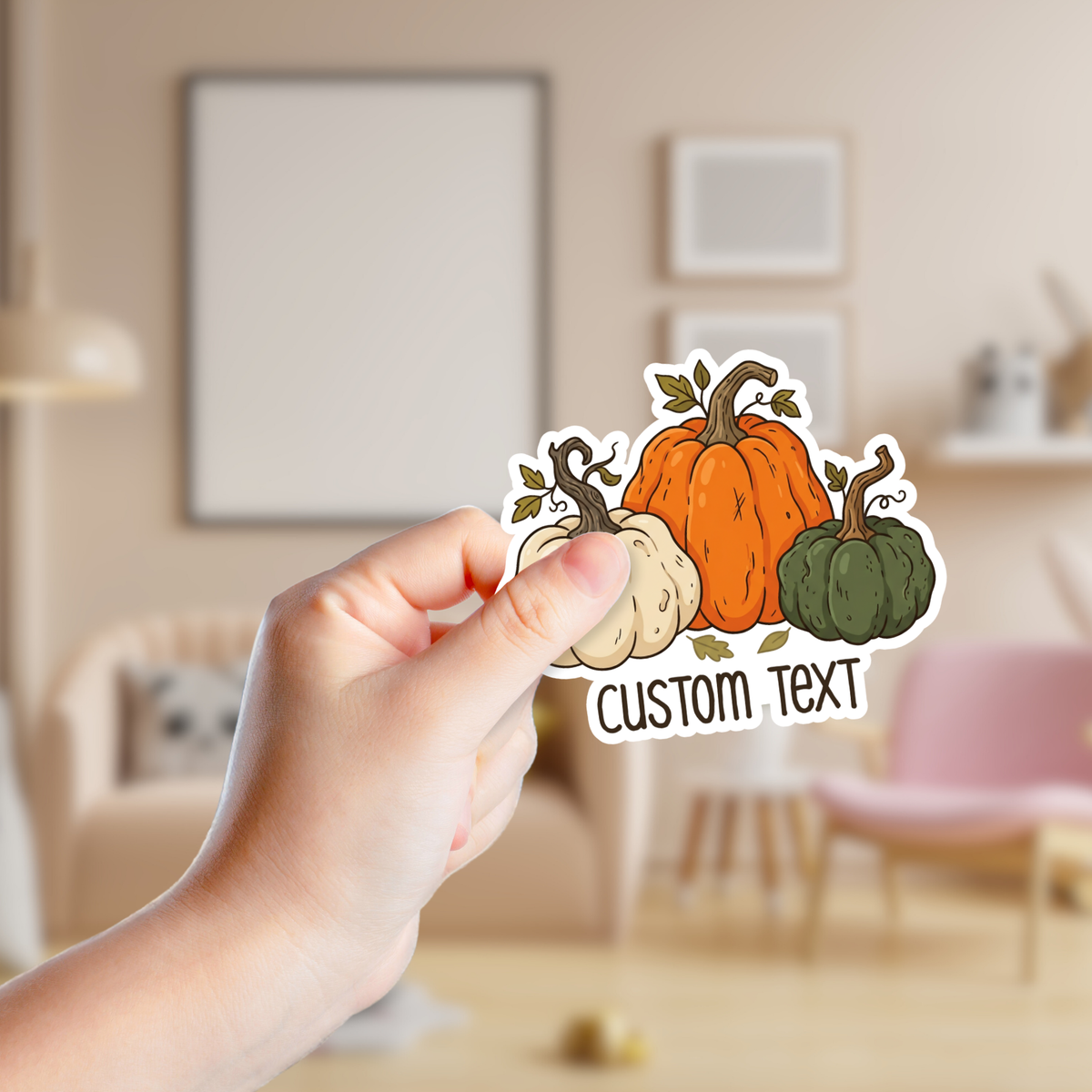 Three Rustic Pumpkins Custom Sticker