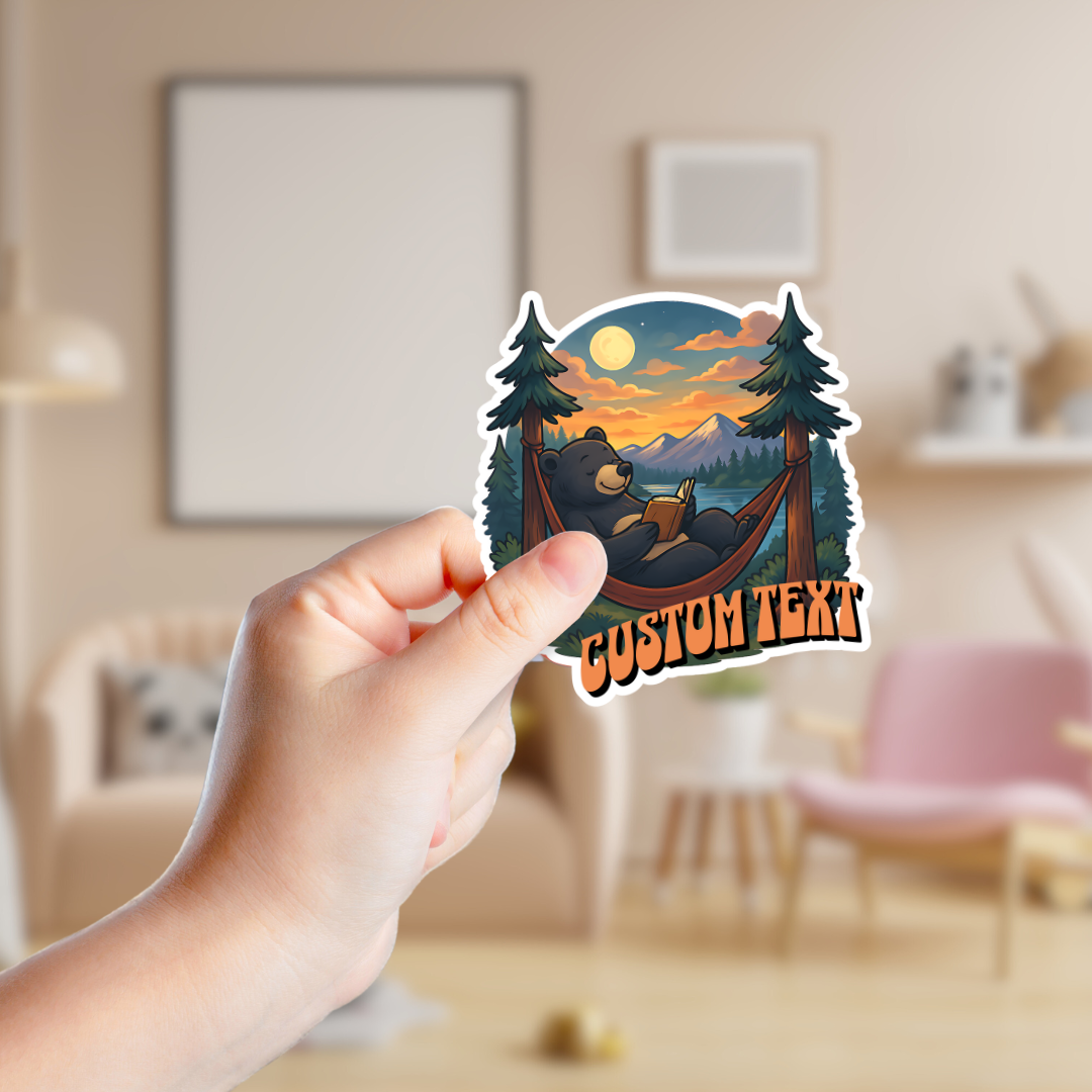 Bear Hammocking at Camp Customizable Souvenir Sticker