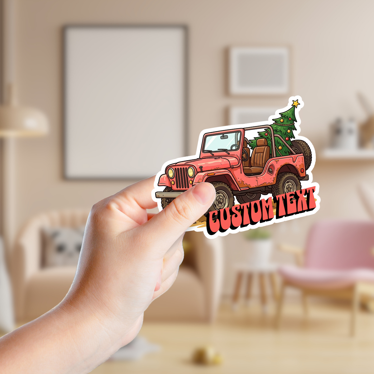 Pink Christmas Jeep Custom Sticker