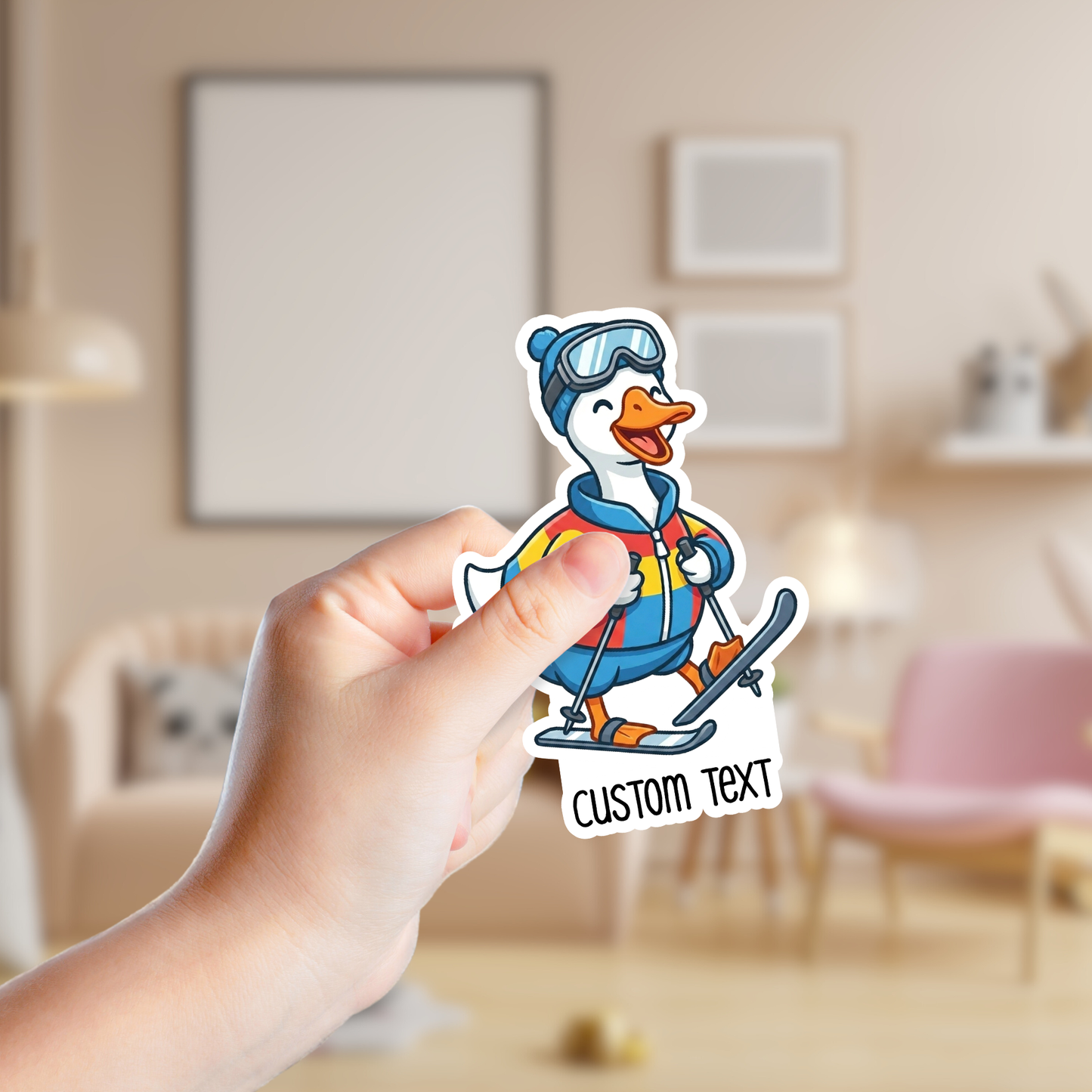 Silly Goose Skiing Custom Funny Sticker