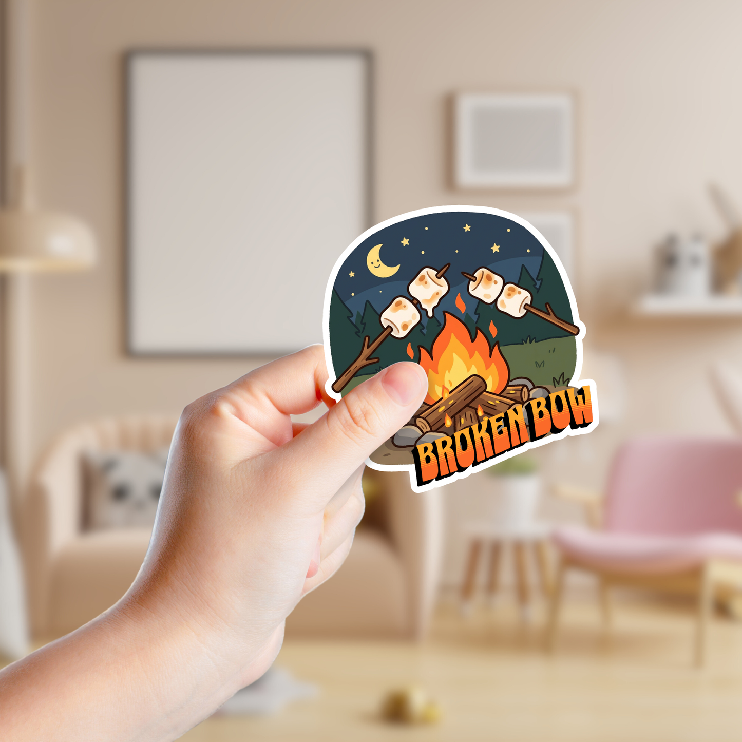 Roasting Marshmallows Custom Camping Sticker