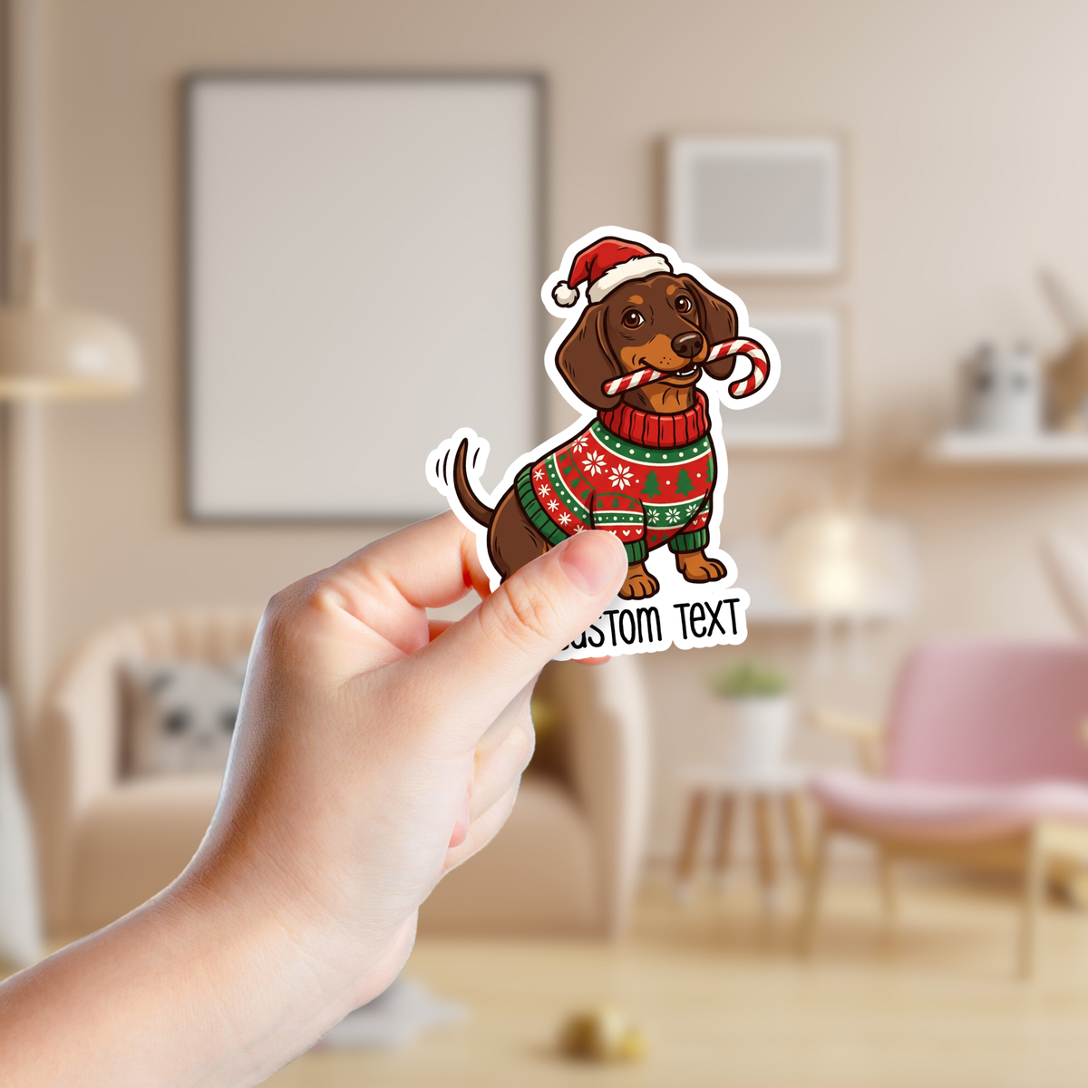 Christmas Dachshund Custom Sticker