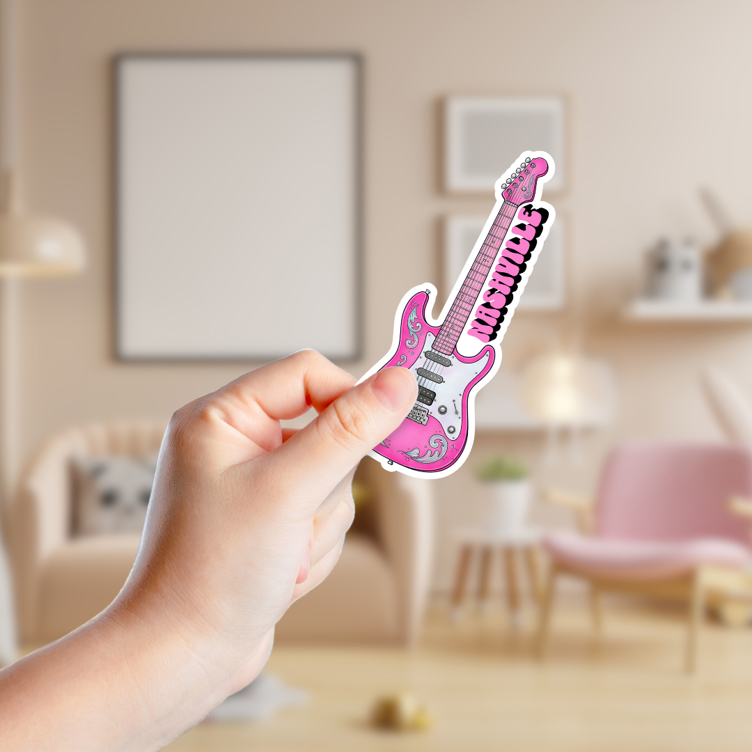 Pink Guitar Custom Sticker