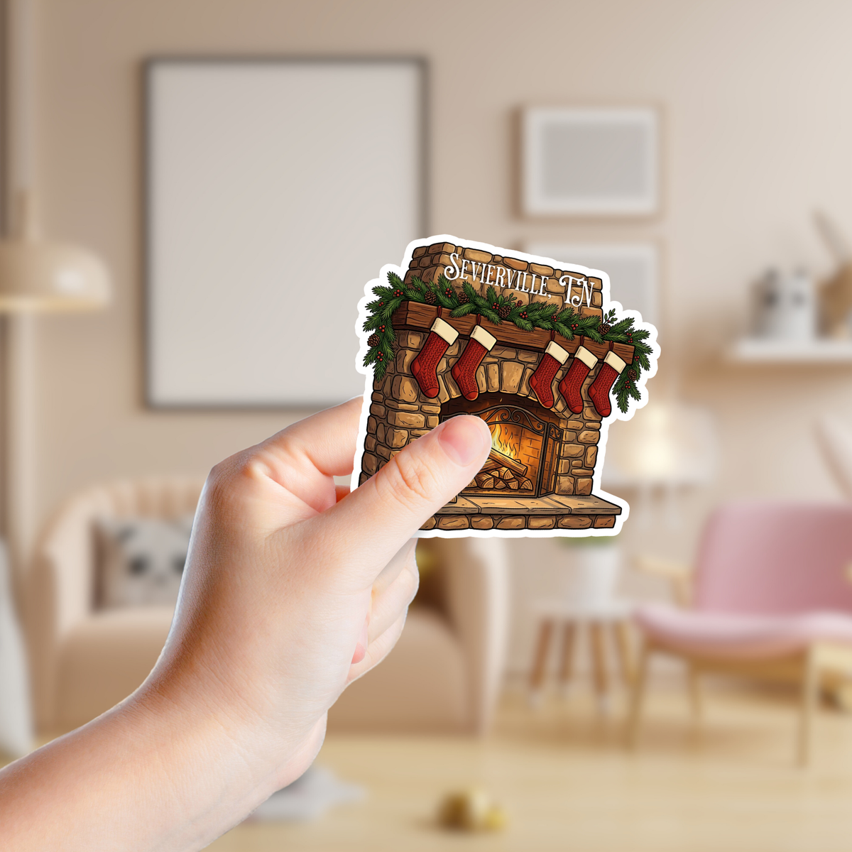 Christmas Fireplace Custom Sticker