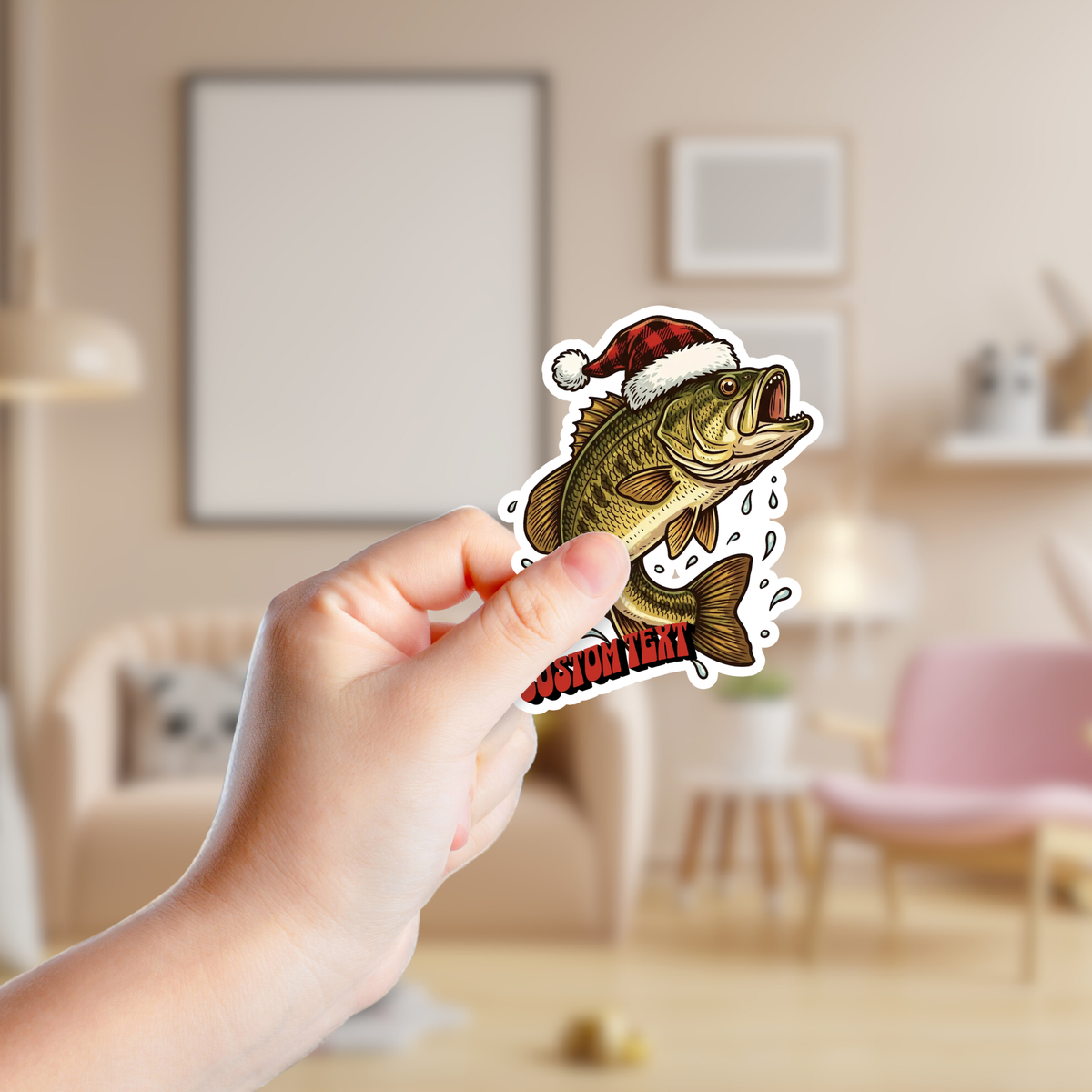 Fish Wearing a Santa Hat Custom Sticker