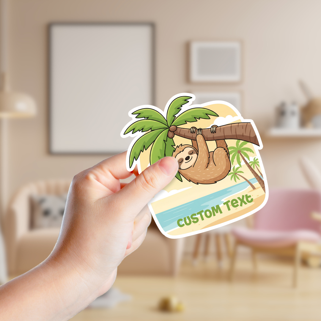 Cute Hanging Sloth Custom Sticker