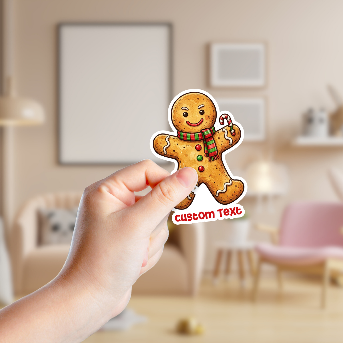 Gingerbread Man Custom Christmas Sticker