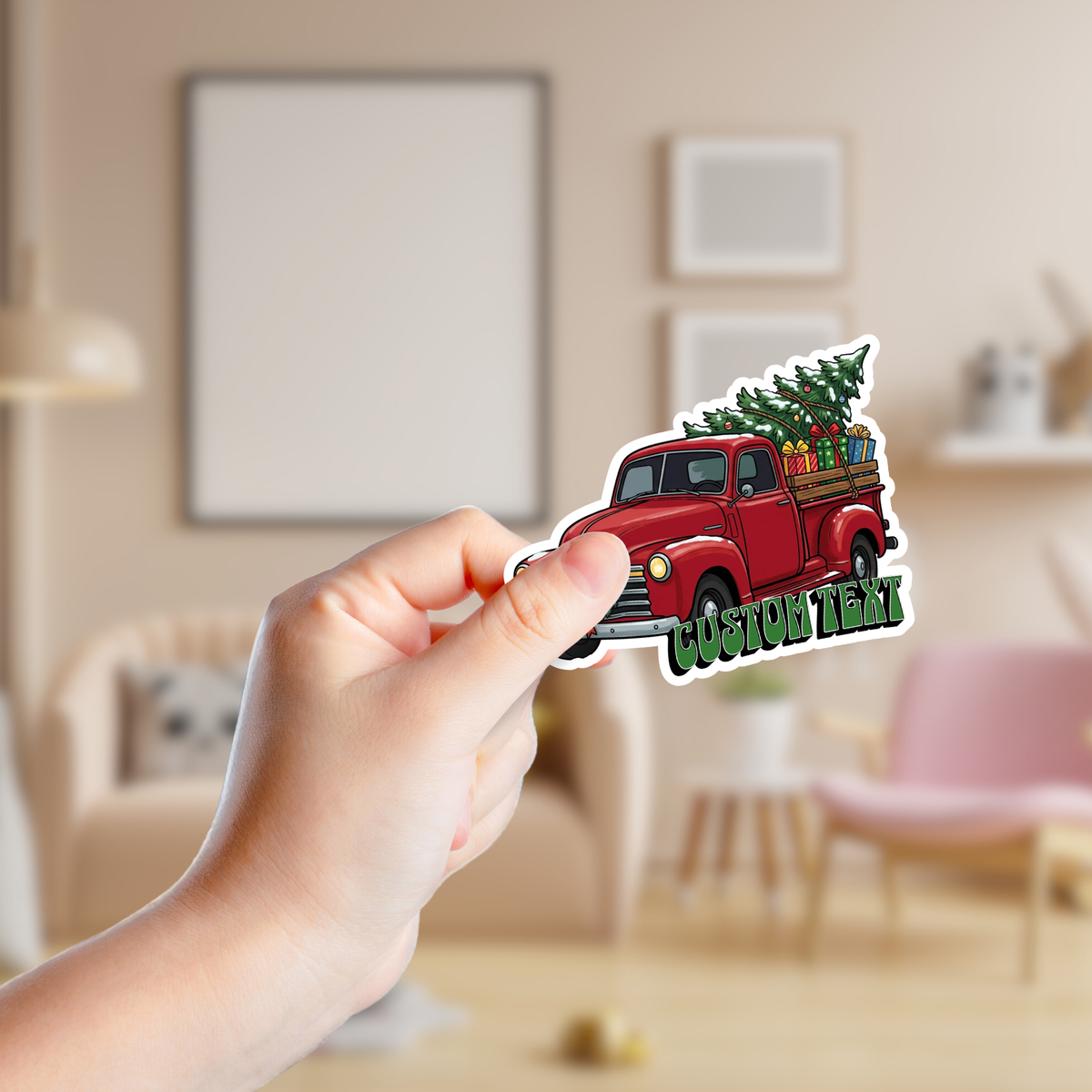 Vintage Christmas Truck with Tree and Presents Custom Sticker