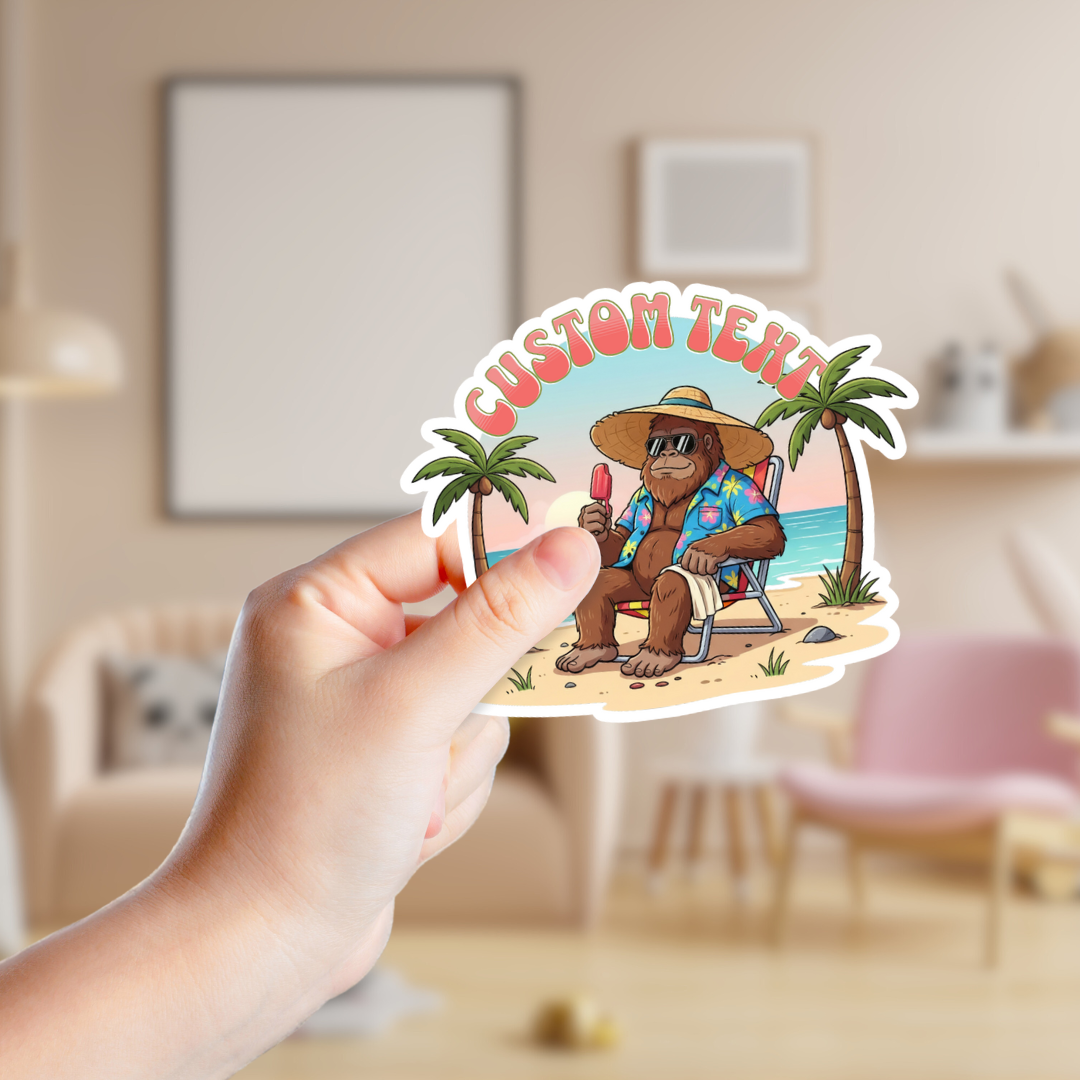 Lounging Bigfoot Eating a Popsicle Custom Stickers