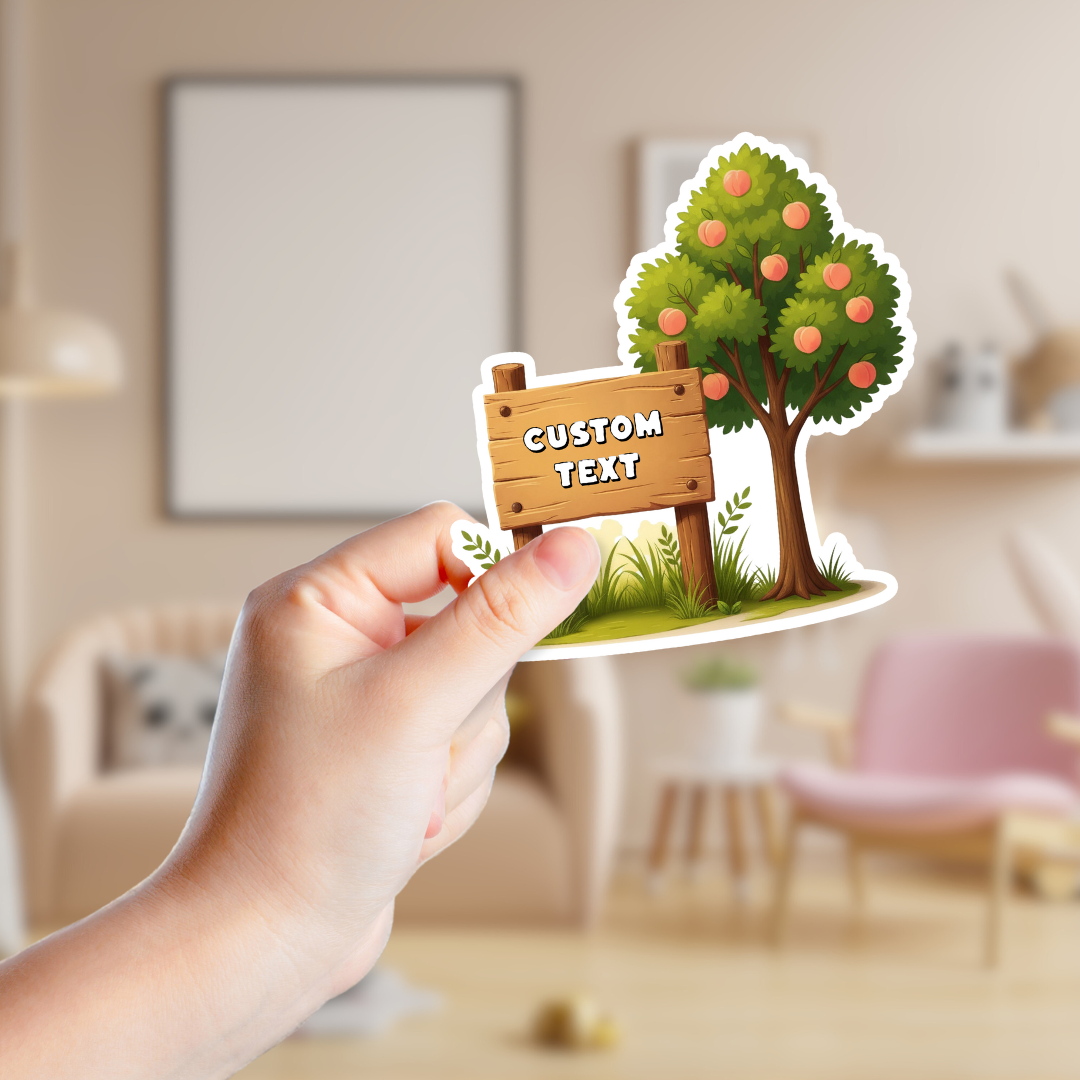 Rustic Peach Farm Sign Custom Sticker