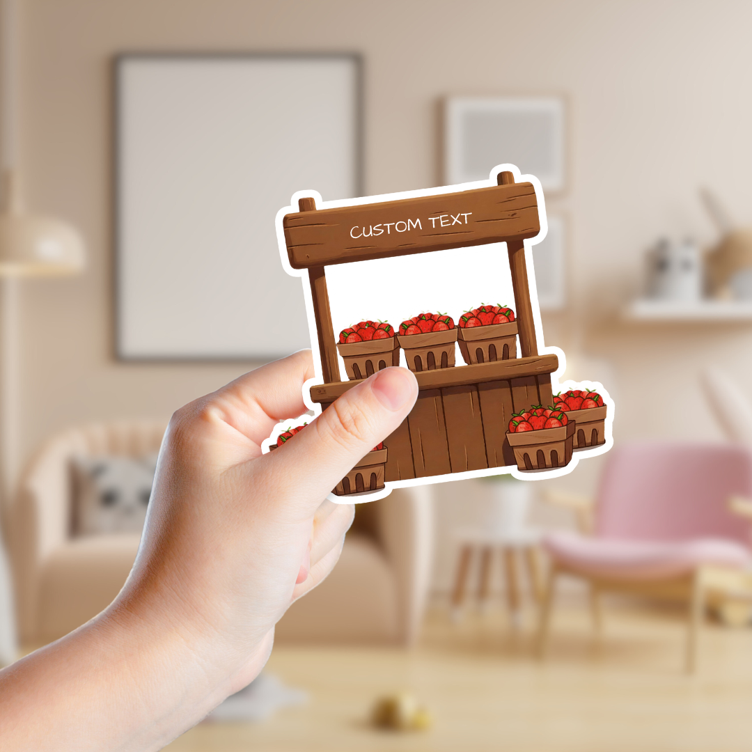 Rustic Strawberry Farm Stand Custom Sticker