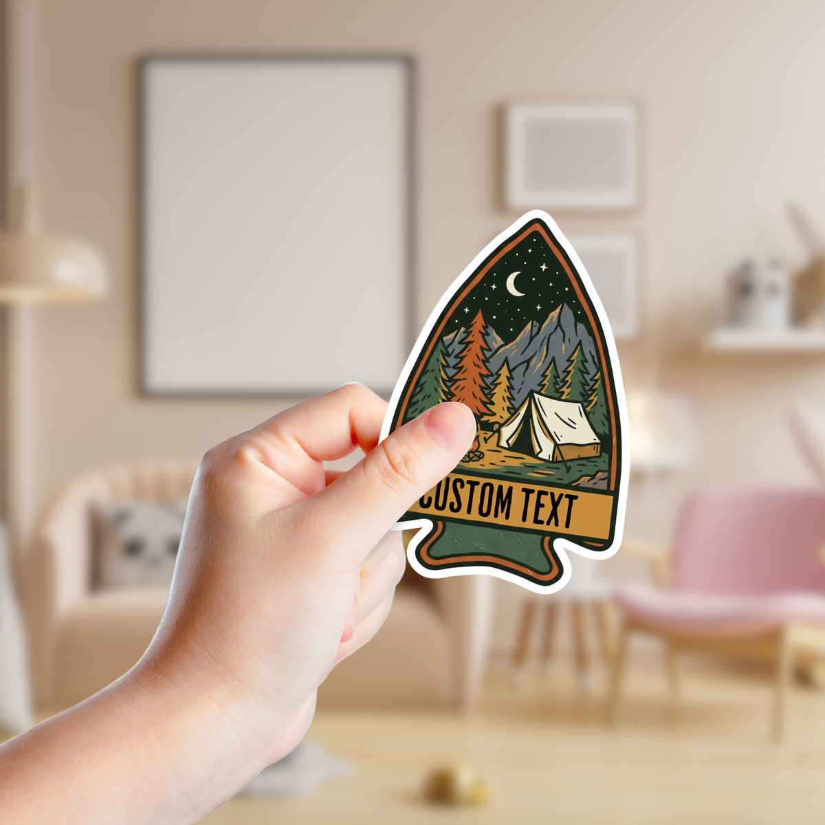 Arrowhead Camping Scene Custom Sticker