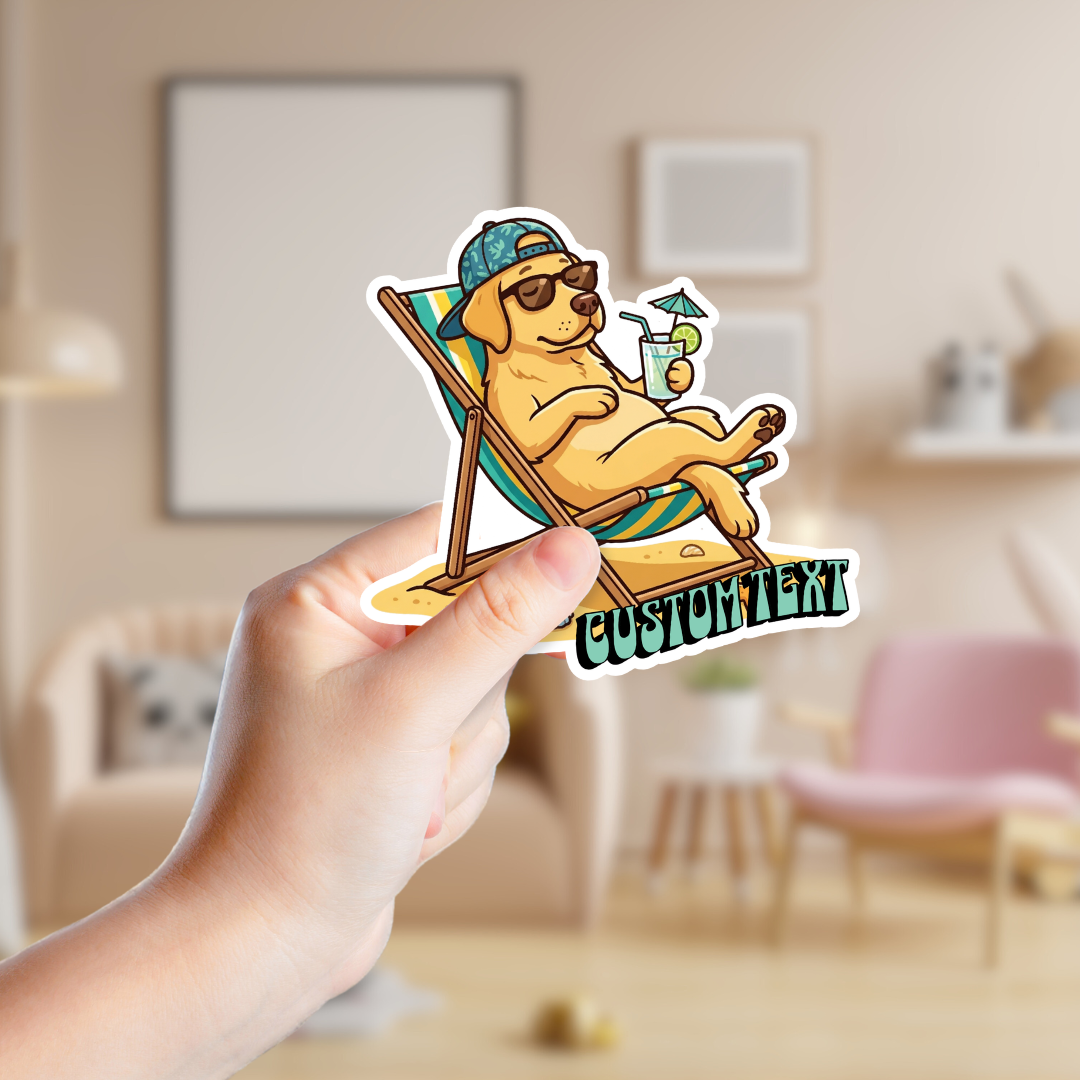 Beach Bum Golden Lab Custom Sticker