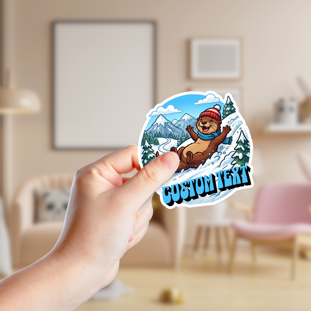 Otter Playing in the Snow Custom Sticker