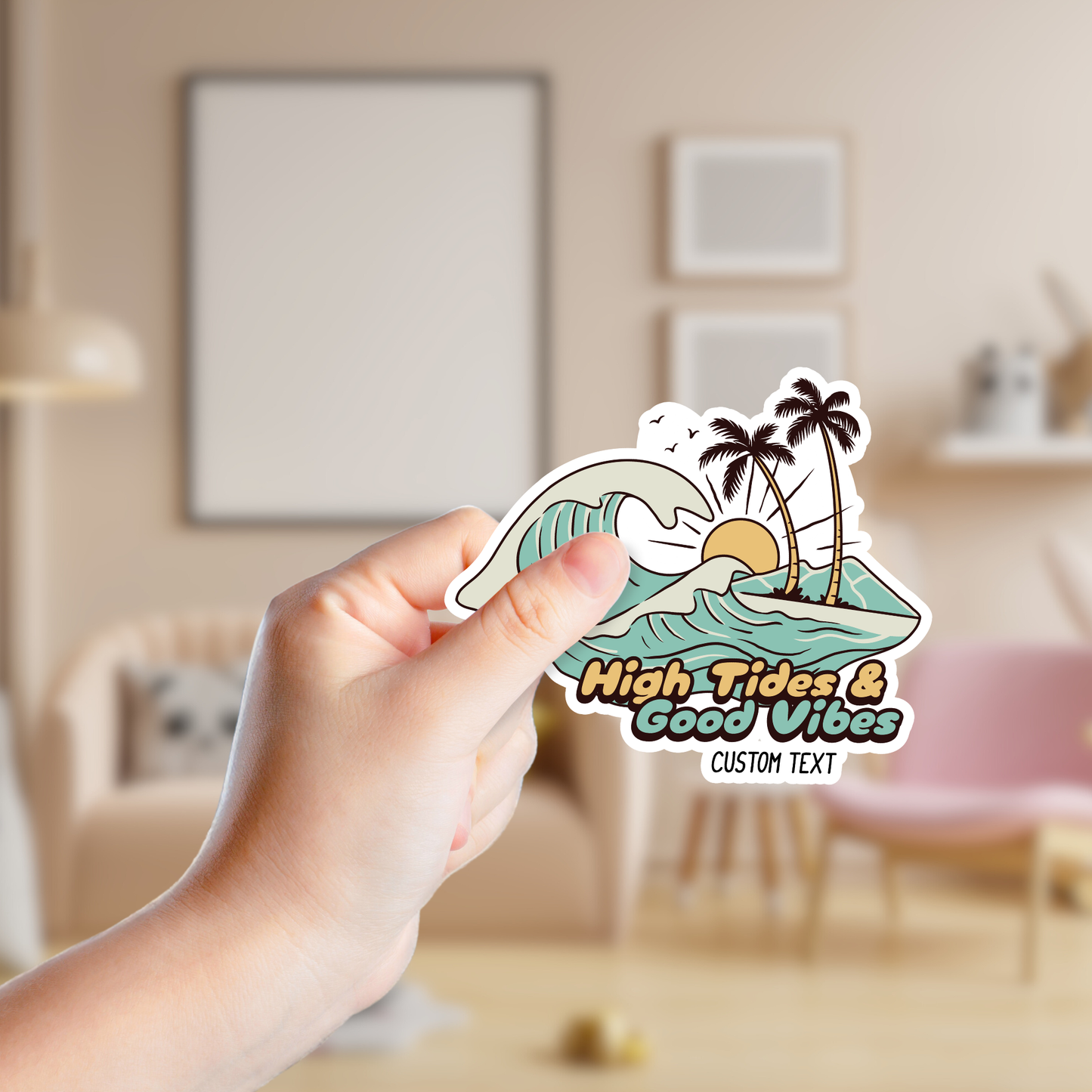 High Tides and Good Vibes Custom Vinyl Sticker