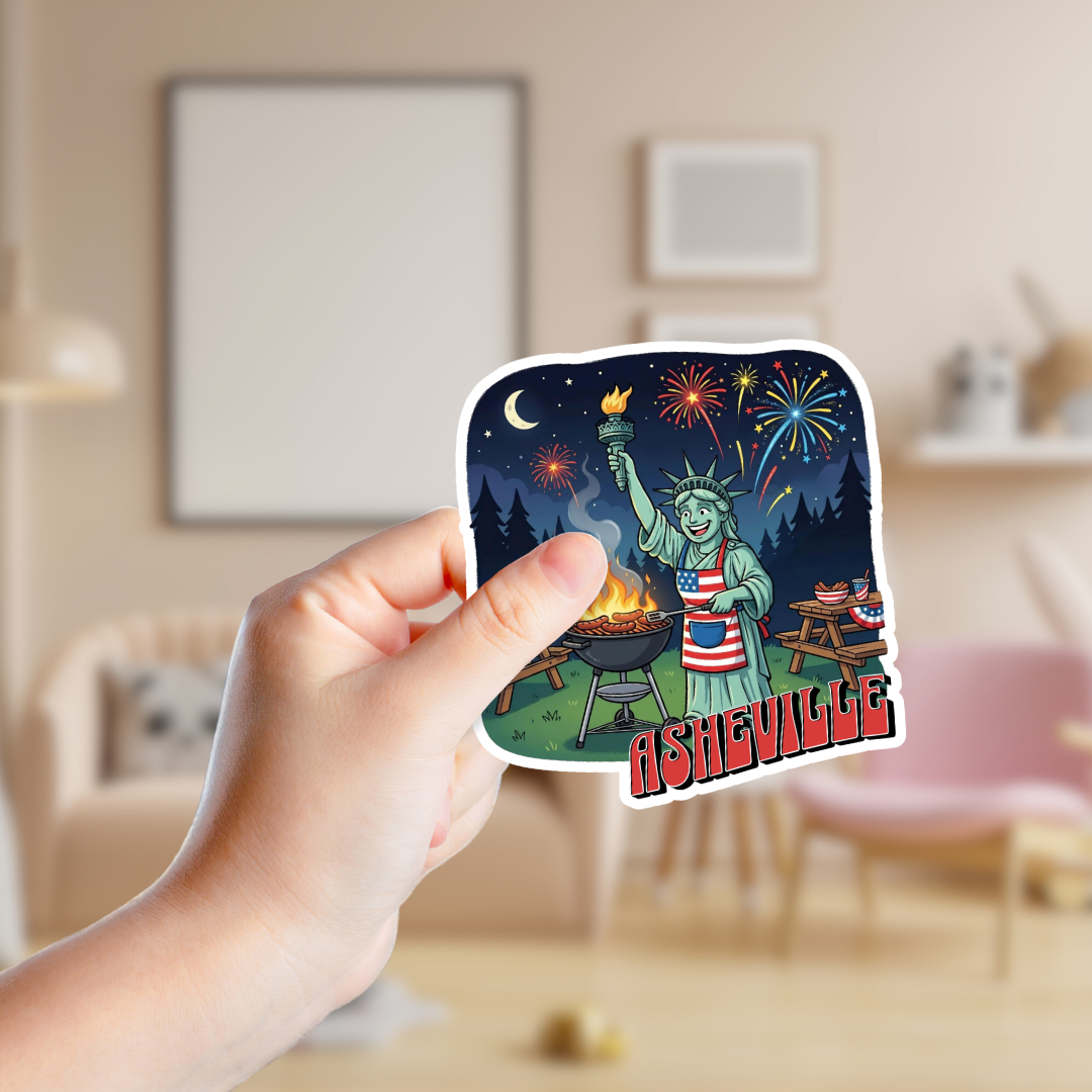 Statue of Liberty Grilling on July 4th Custom Sticker