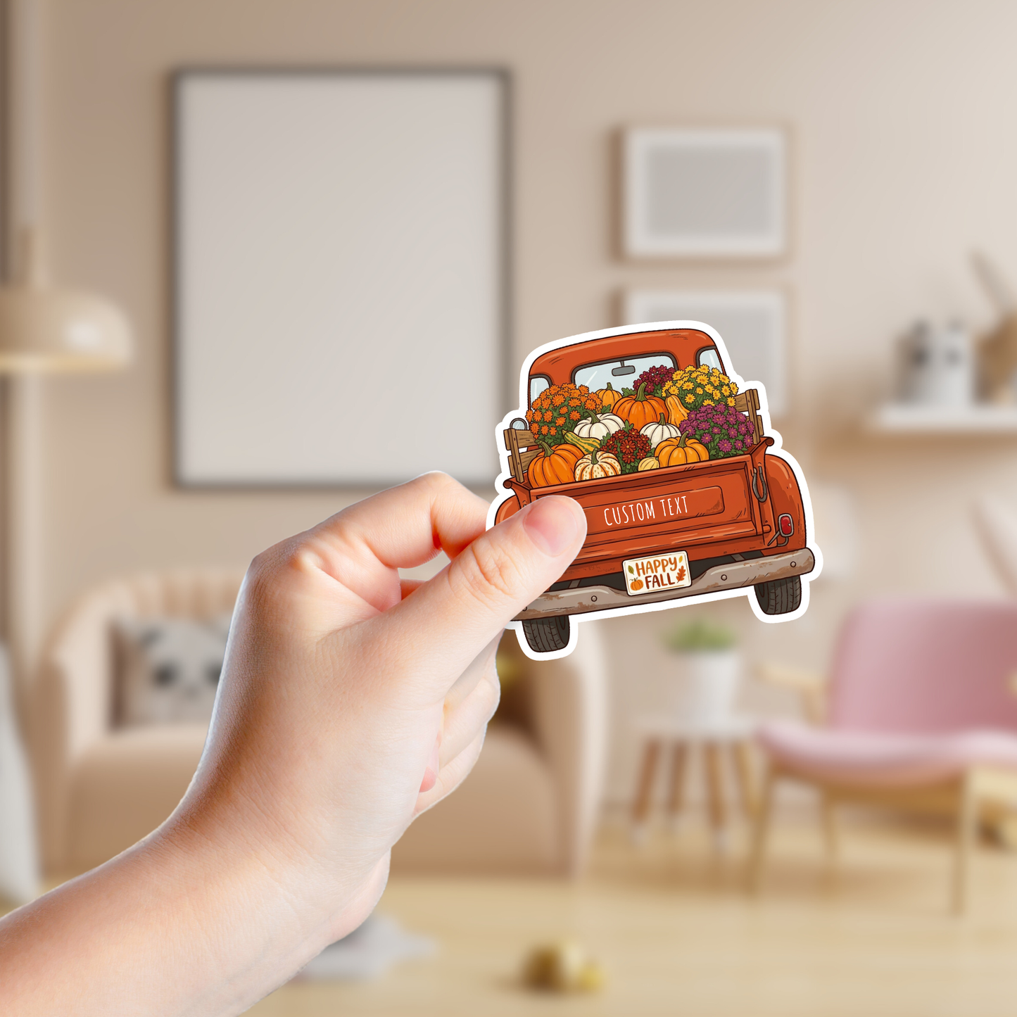Vintage Halloween Pumpkin Truck Custom Sticker
