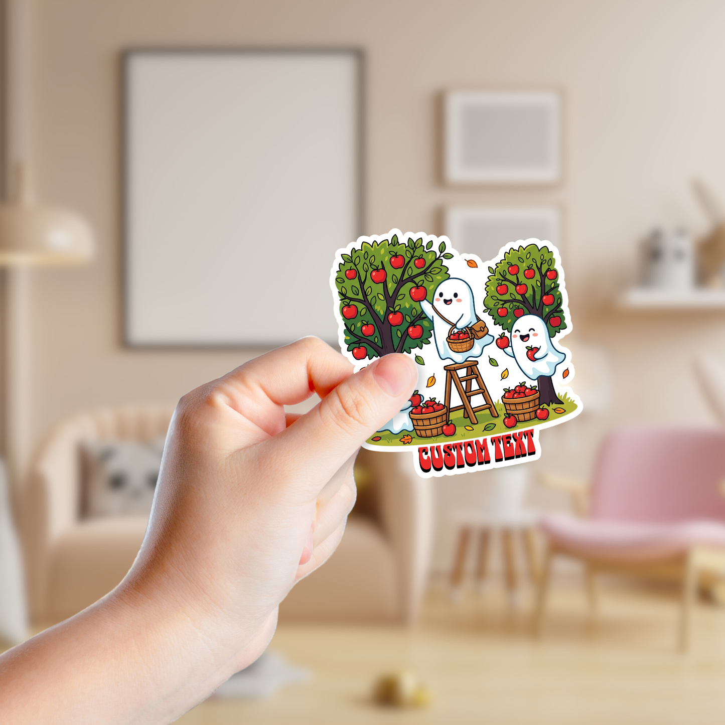 Ghosts Apple Picking Custom Sticker