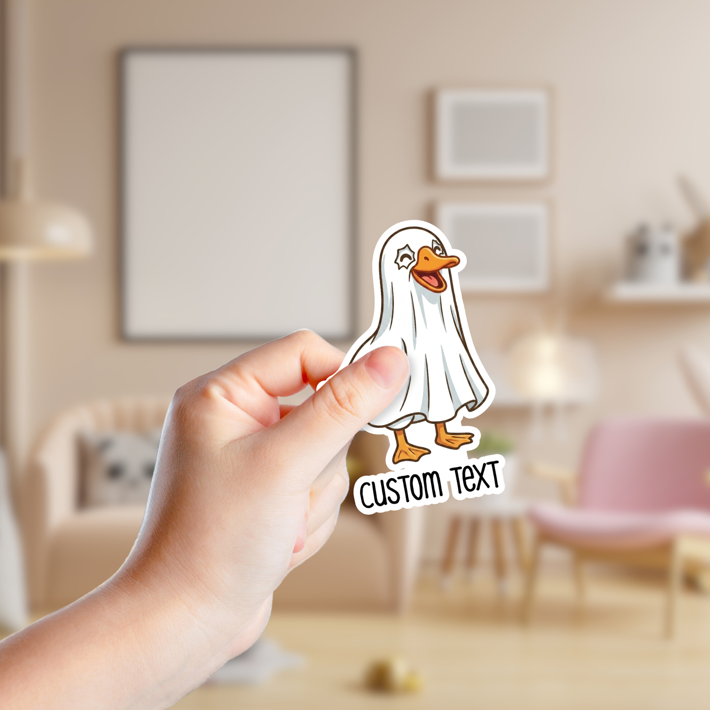 Silly Goose in a Ghost Costume Custom Sticker
