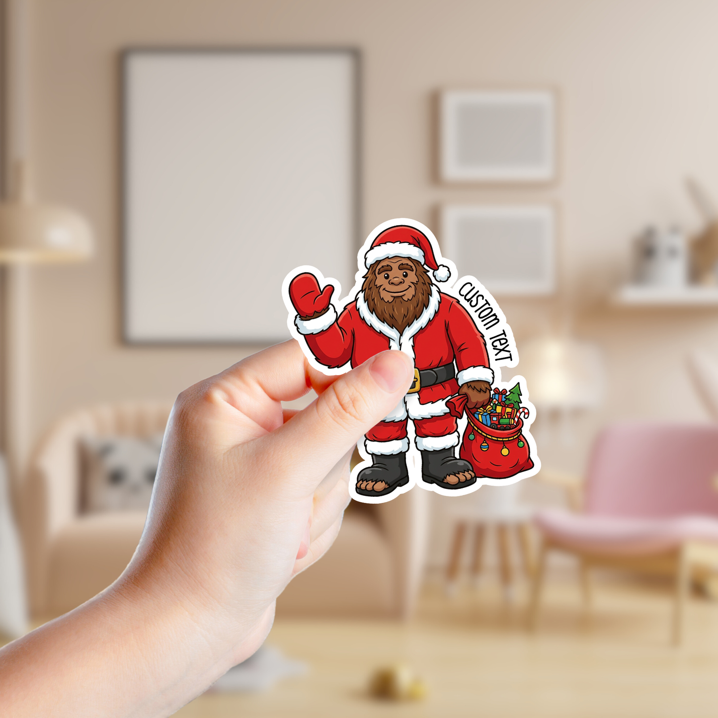 Big Foot in a Santa Costume Christmas Custom Sticker