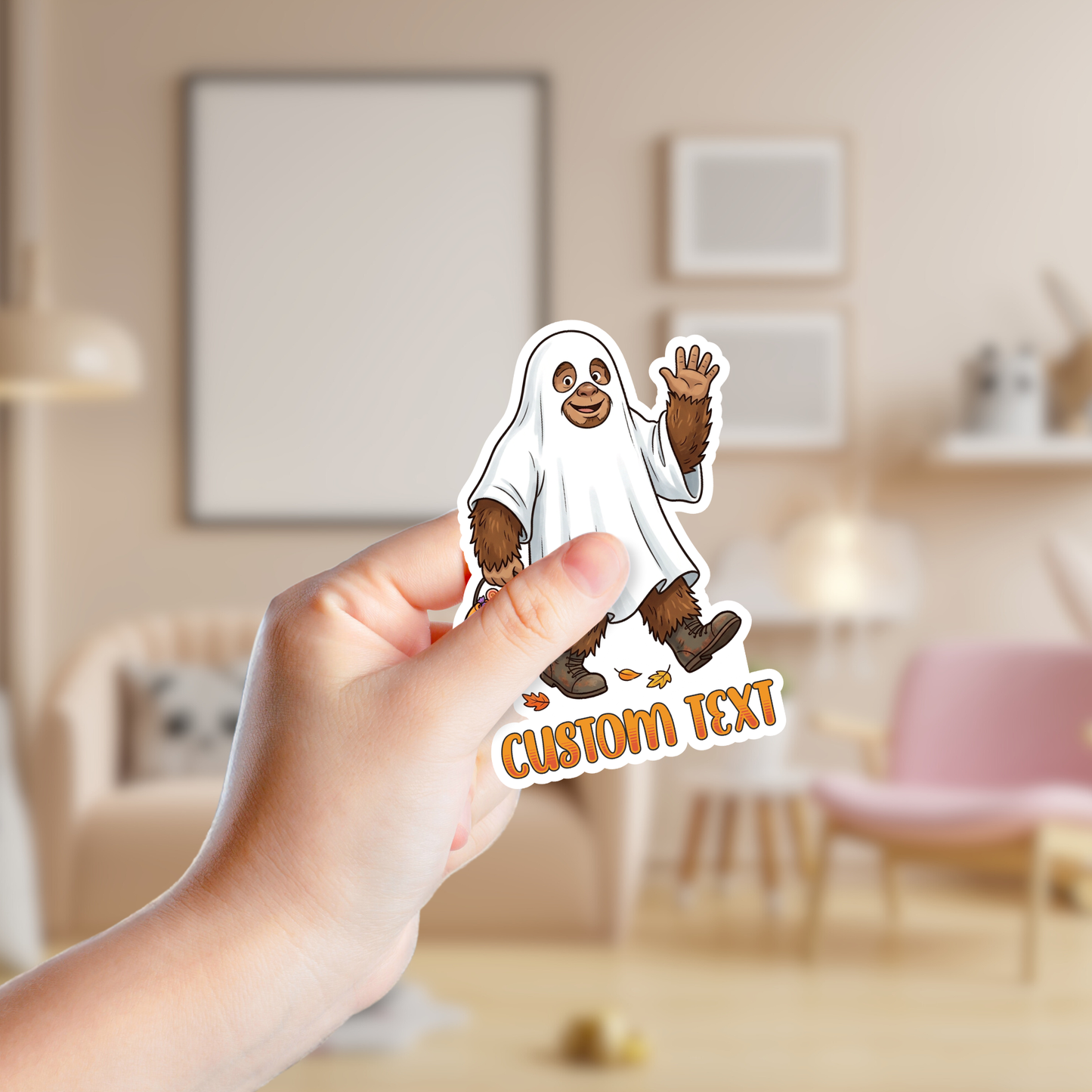 Big Foot in a Ghost Costume Custom Halloween Sticker