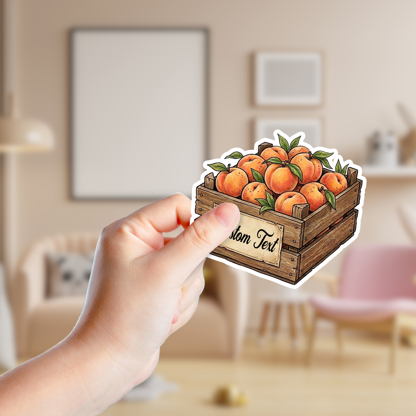 Rustic Peach Carton Custom Sticker