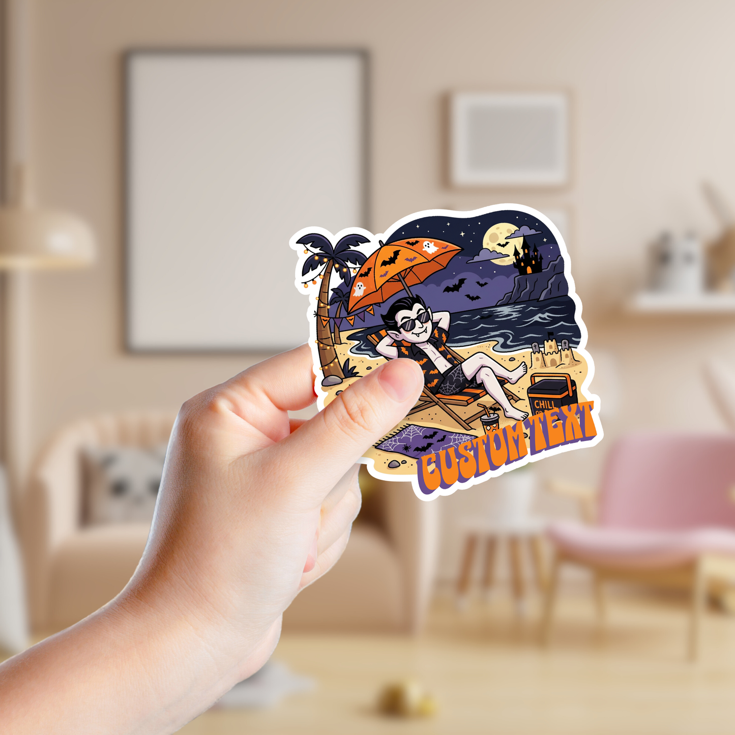 Vampire Lounging at the Beach Custom Sticker