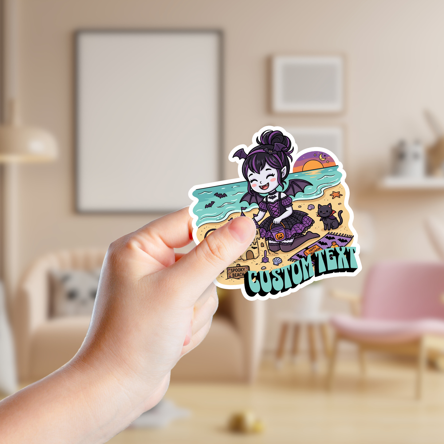 Girl Vampire Lounging at the Beach Custom Sticker