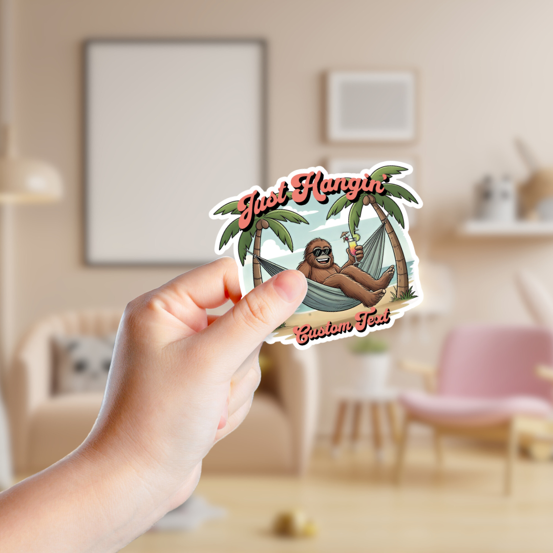 Just Hangin' Tropical Sasquatch Custom Sticker