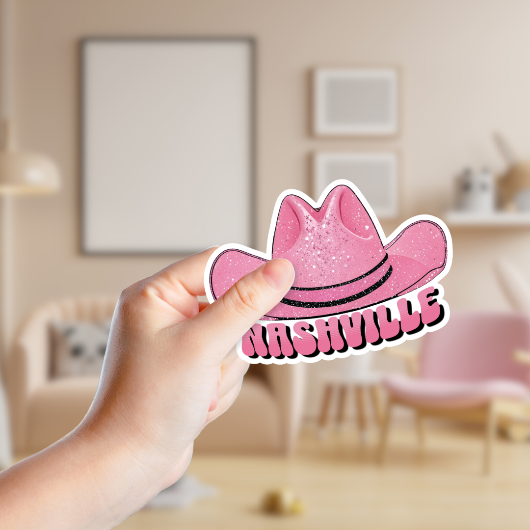 Sparkly Pink Cowgirl Hat Custom Sticker