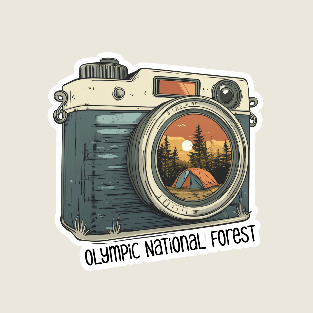 Mountain Camping Scene Vintage Camera (M1158)