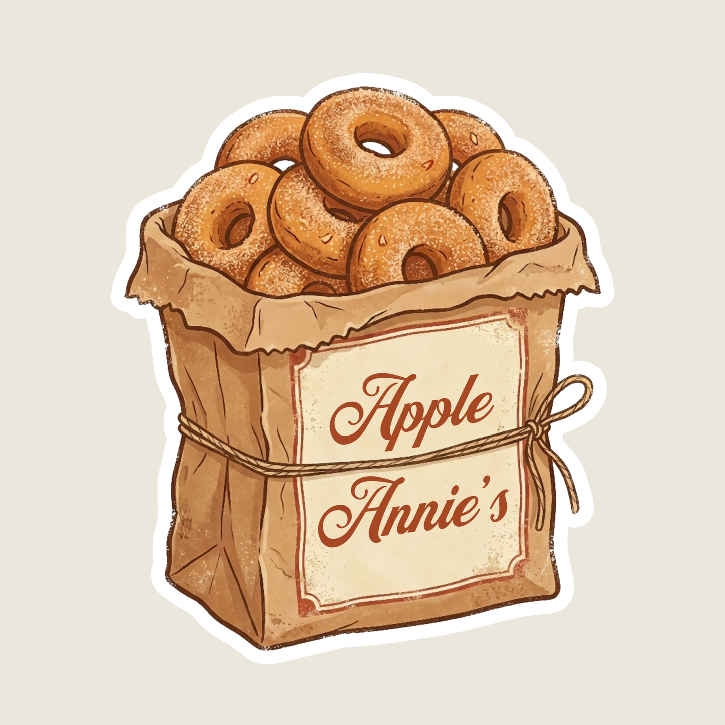 Vintage Brown Bag of Donuts Custom Sticker