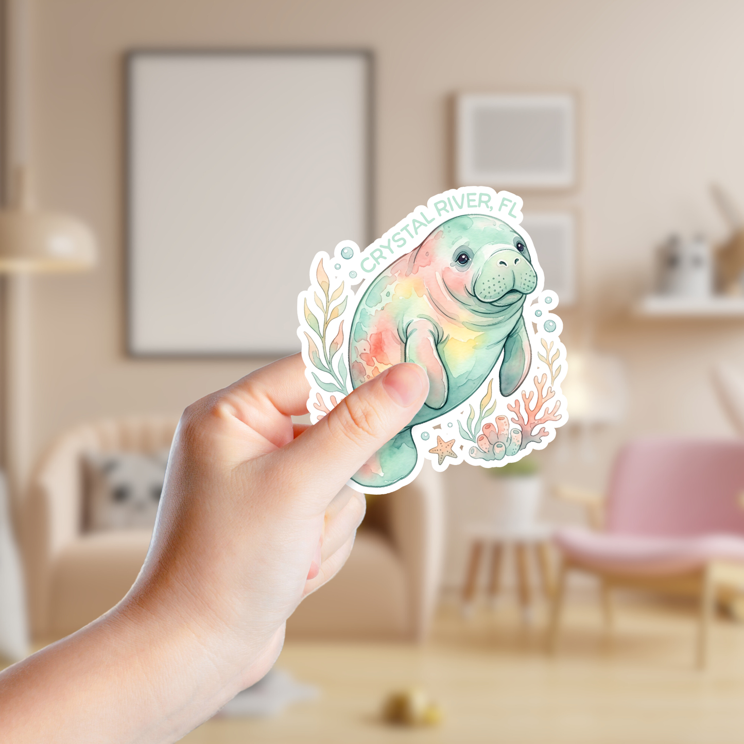 Watercolor Manatee Custom Sticker