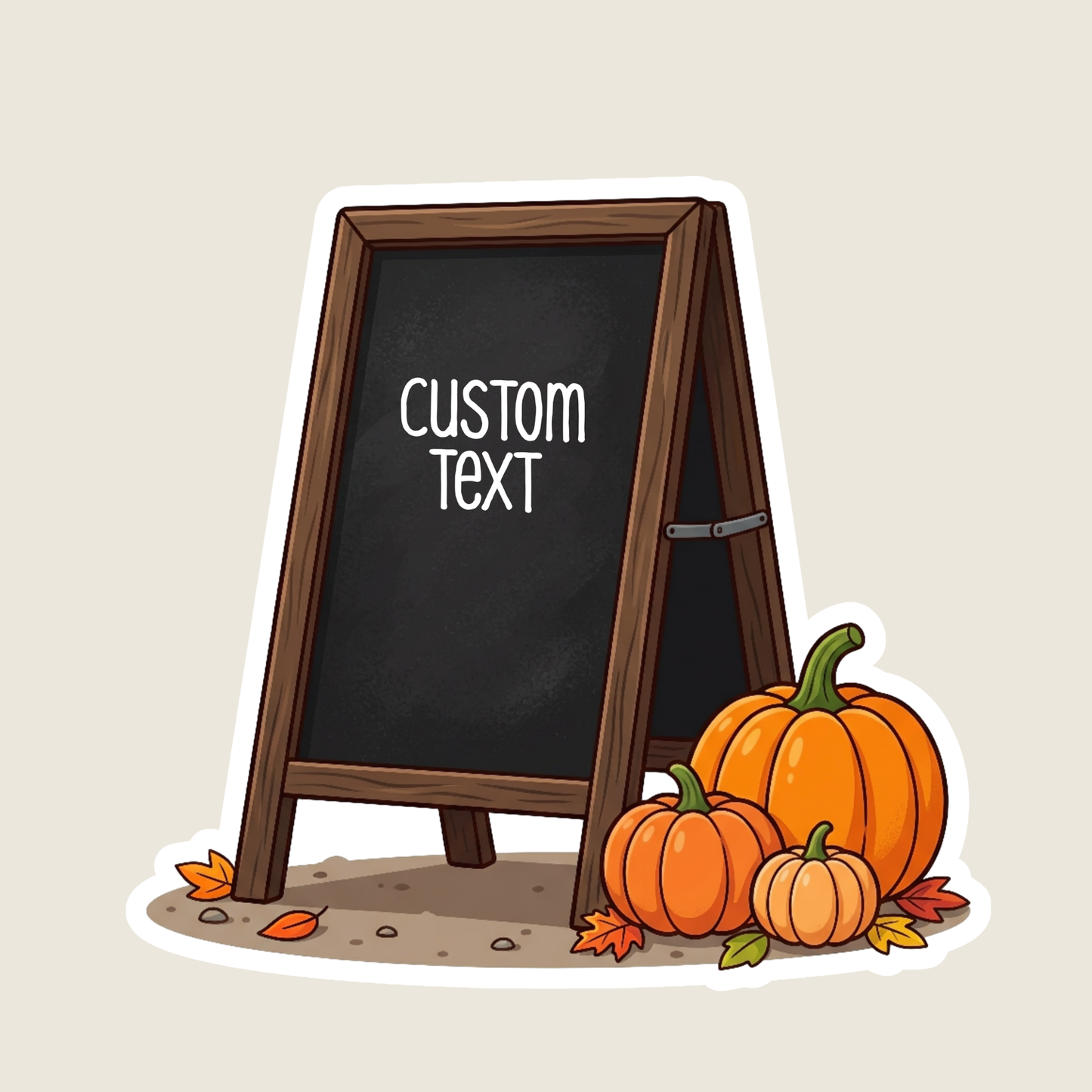 Fall Chalkboard Sign with Pumpkins Custom Sticker