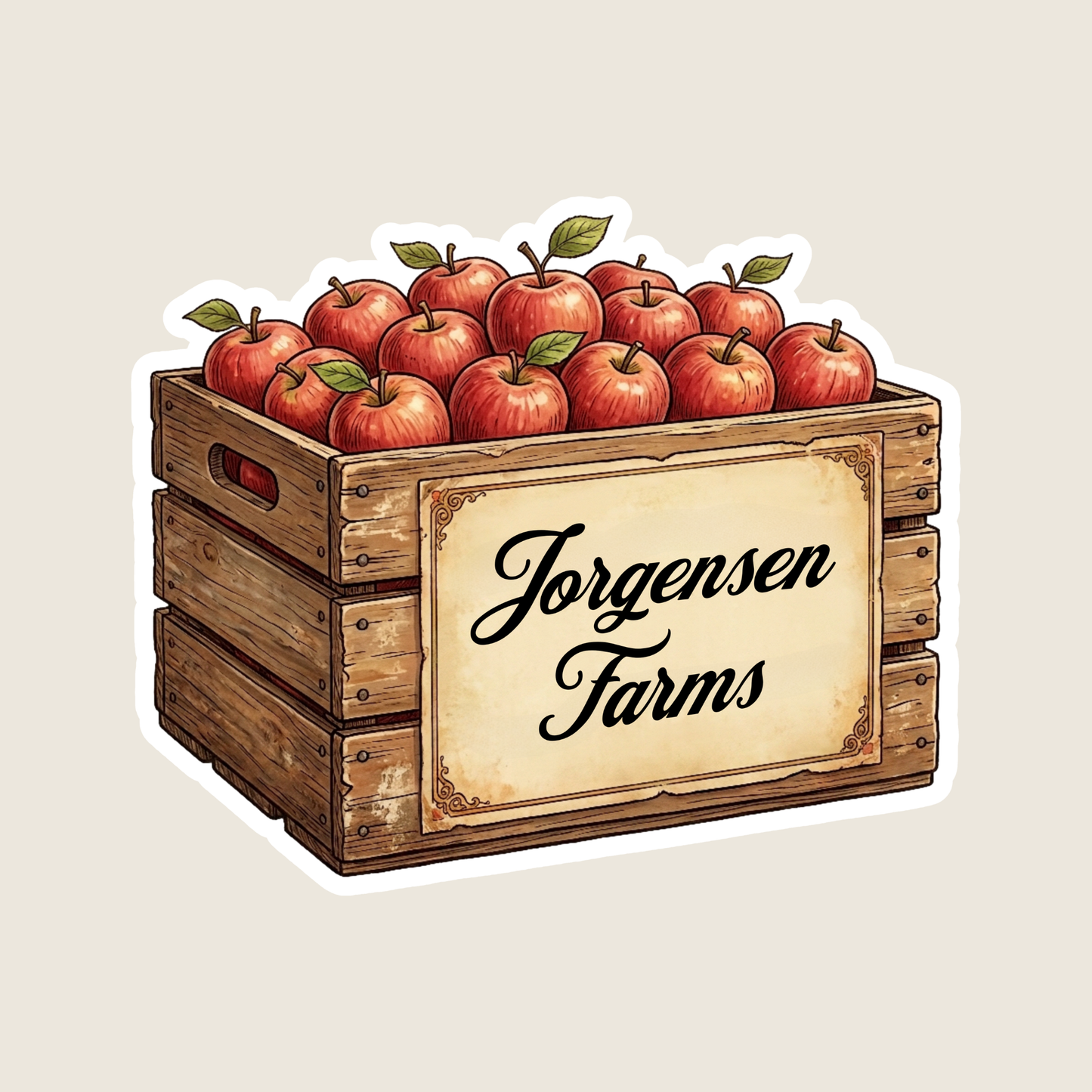 Vintage Red Apple Carton Custom Sticker