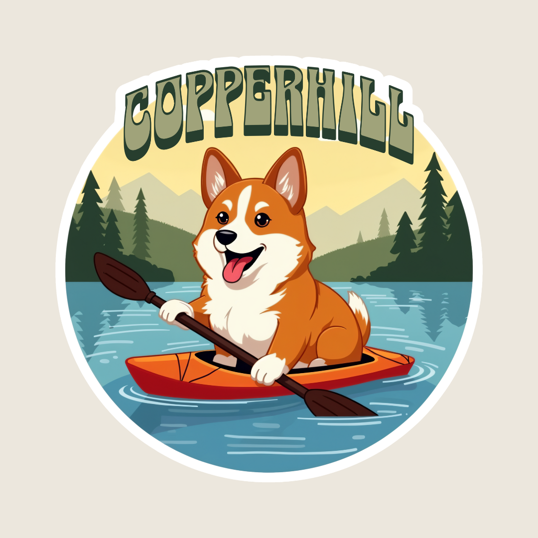 Corgi Kayaking Funny Souvenir Sticker