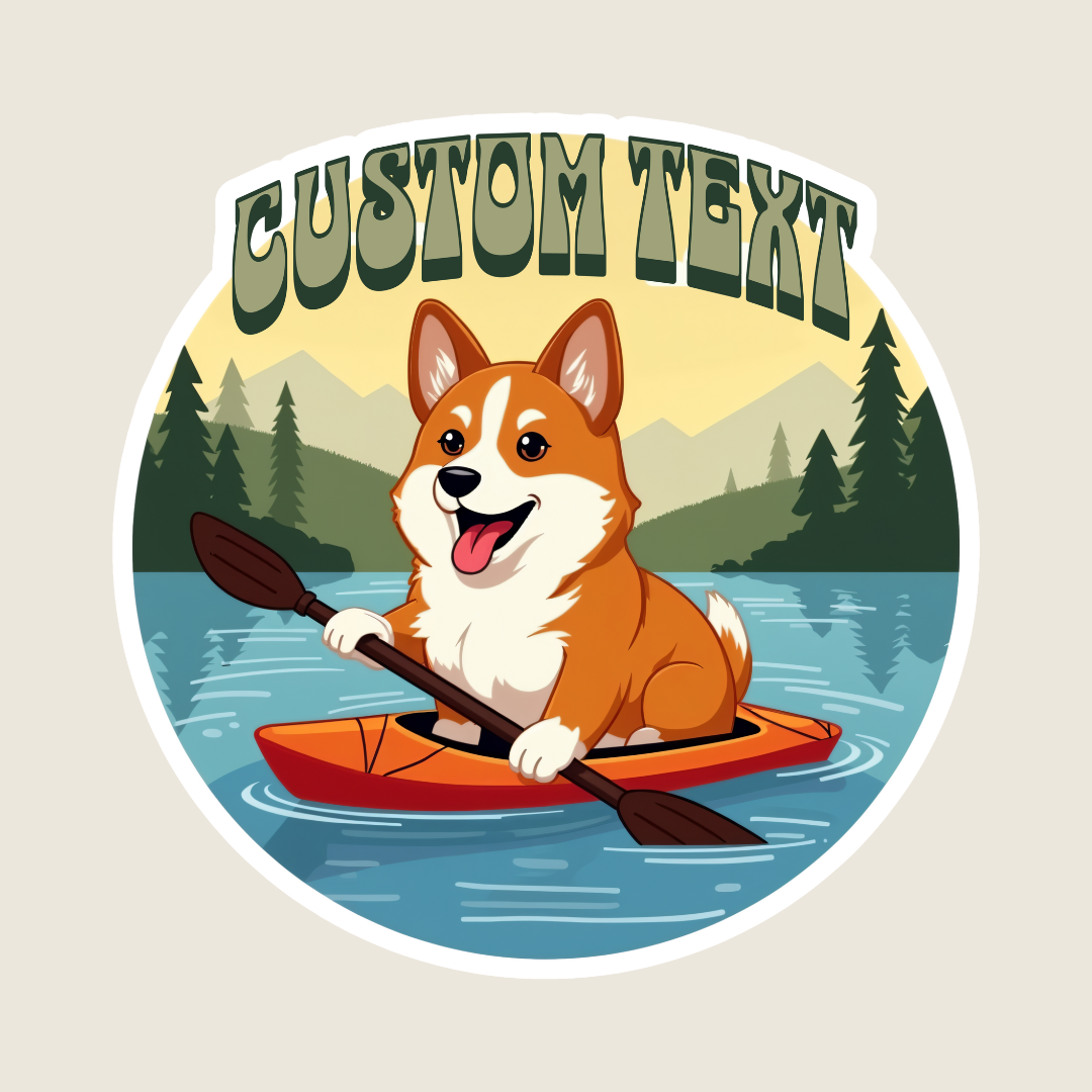 Corgi Kayaking Funny Souvenir Sticker