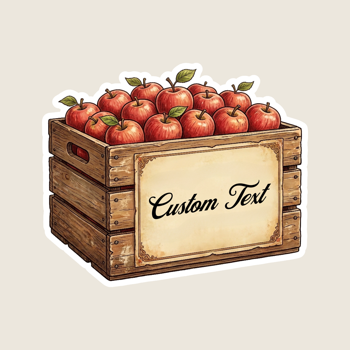 Vintage Red Apple Carton Custom Sticker
