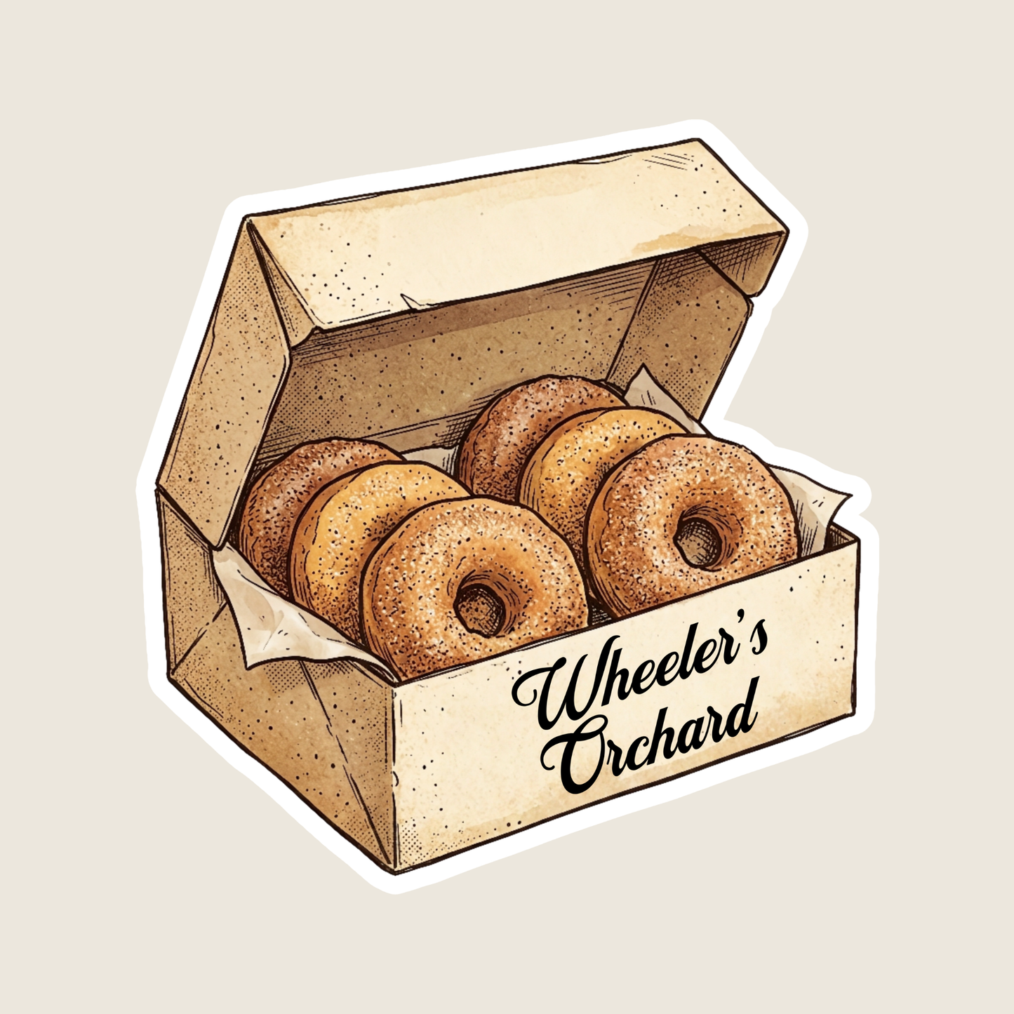 Vintage Box of Donuts Custom Sticker