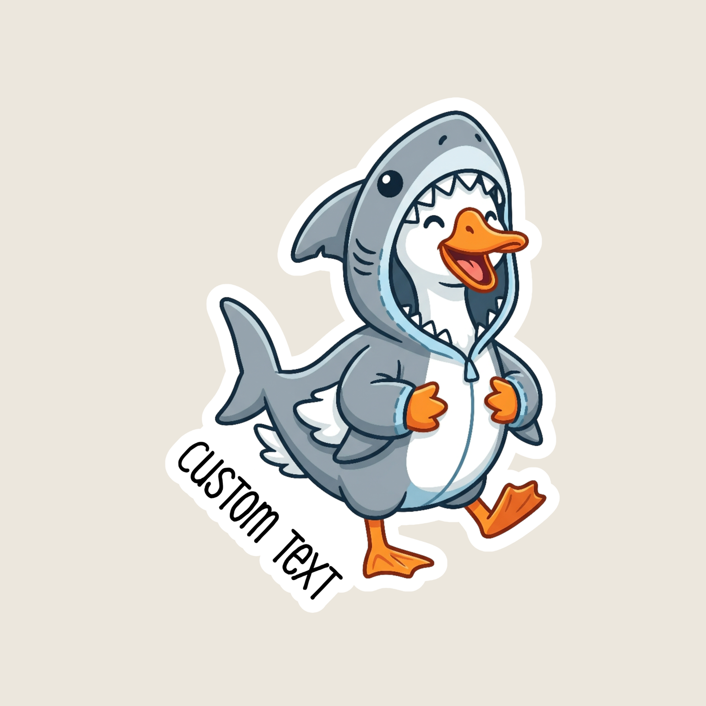 Silly Goose Dressed as a Shark Custom Funny Sticker