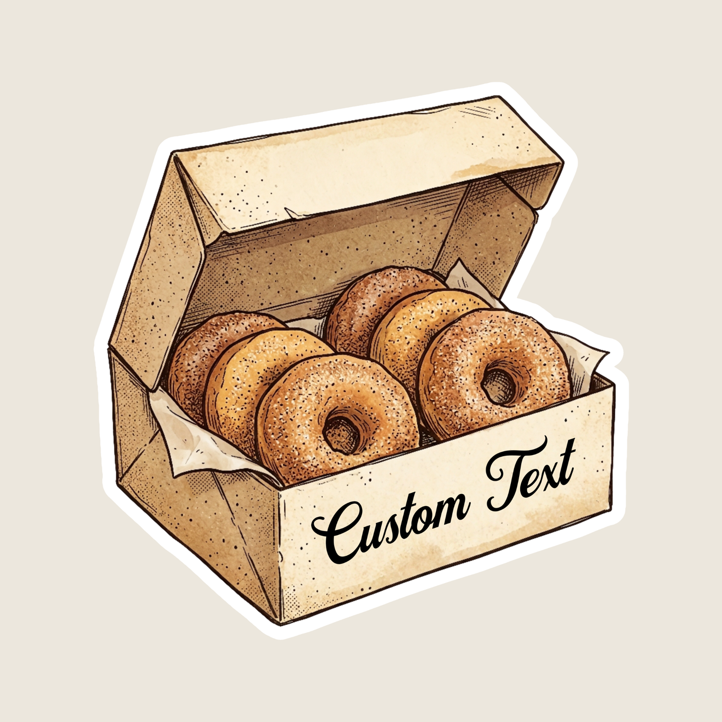 Vintage Box of Donuts Custom Sticker