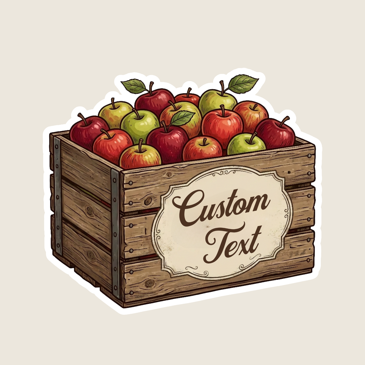 Vintage Red and Green Apple Carton Custom Sticker