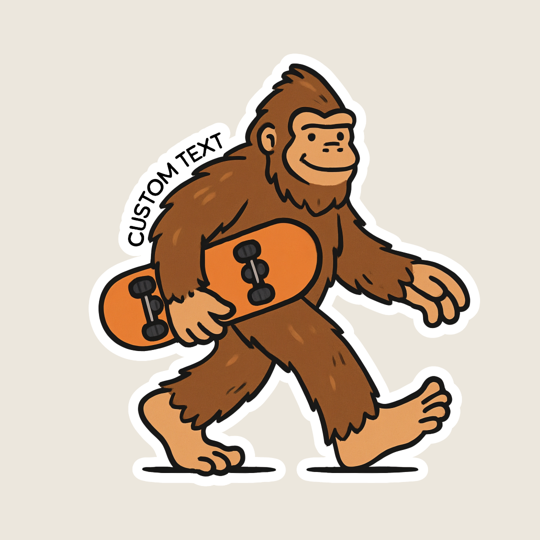 Big Foot Carrying a Skateboard Funny Souvenir Sticker