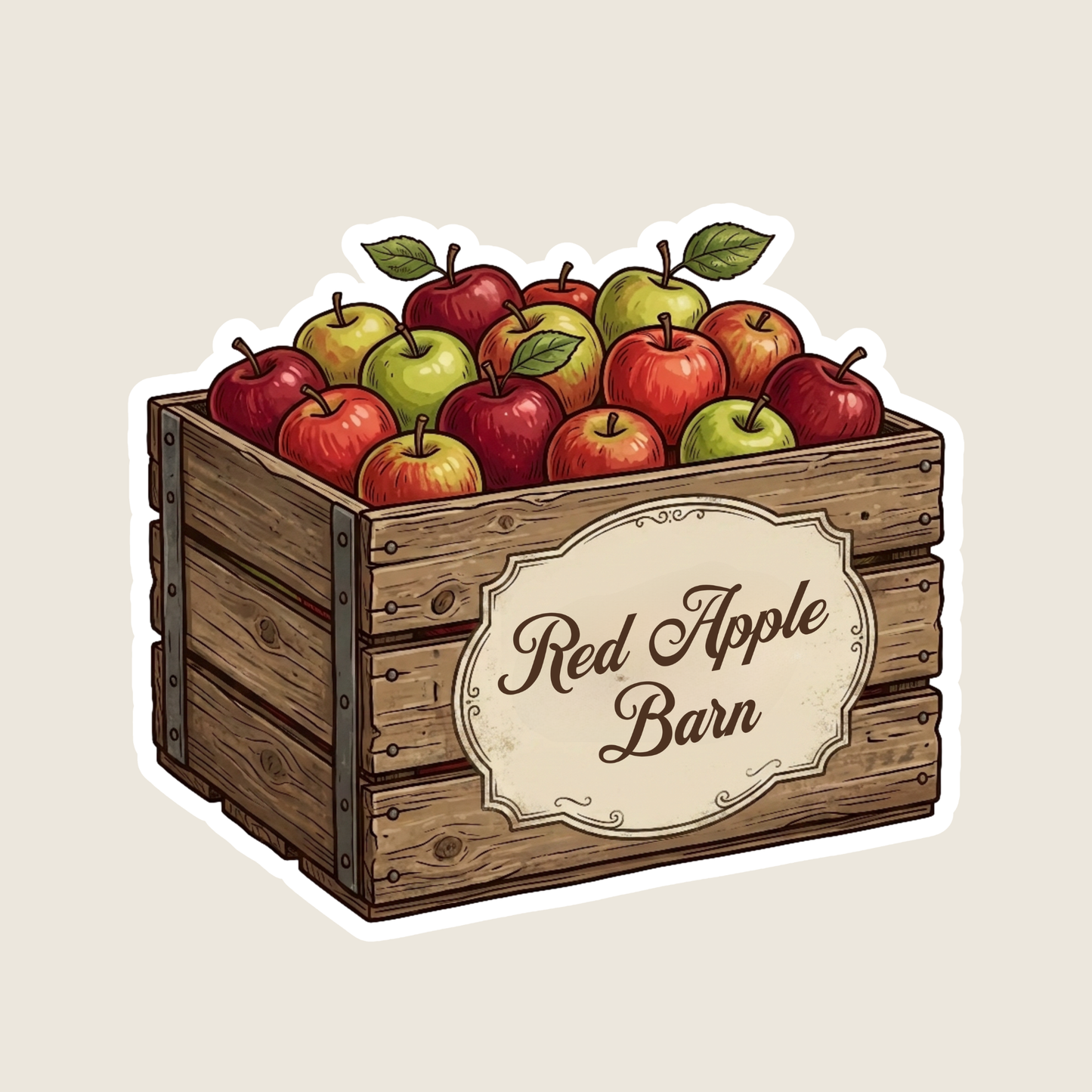 Vintage Red and Green Apple Carton Custom Sticker