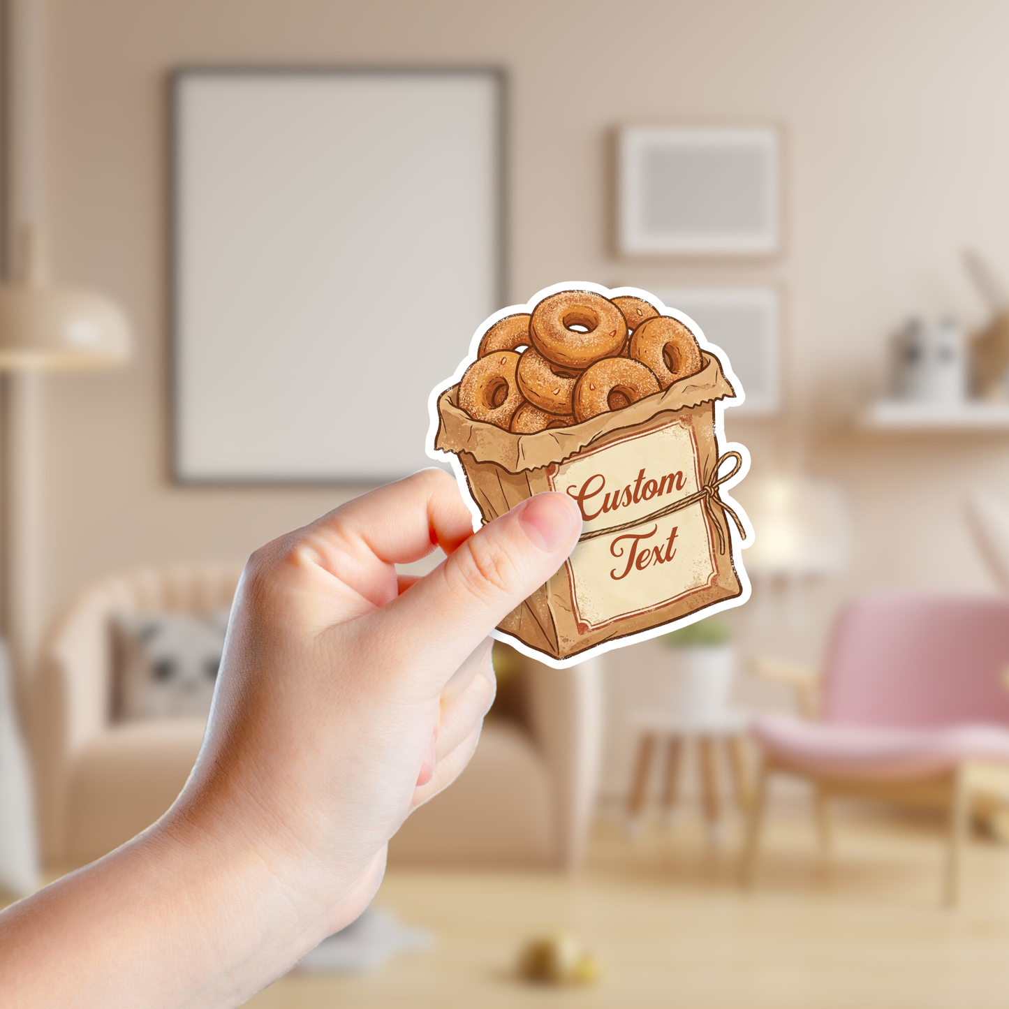 Vintage Brown Bag of Donuts Custom Sticker