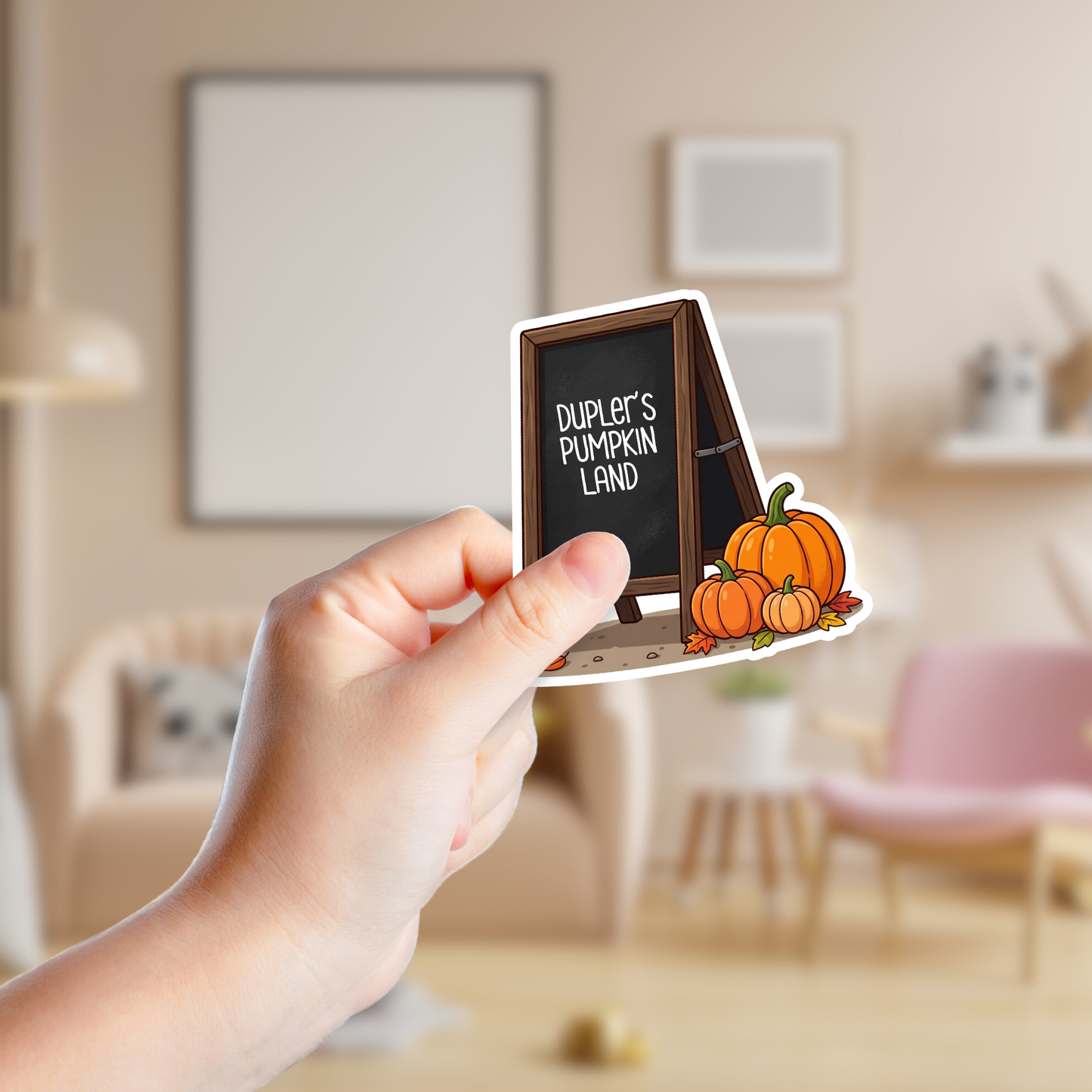Fall Chalkboard Sign with Pumpkins Custom Sticker