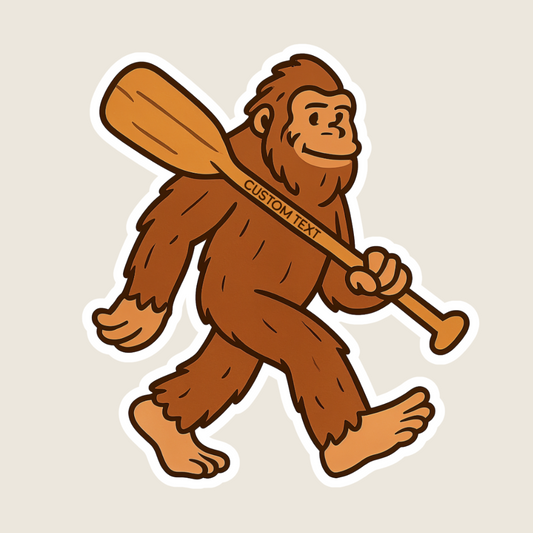 Big Foot Carrying a Paddle Funny Souvenir Sticker