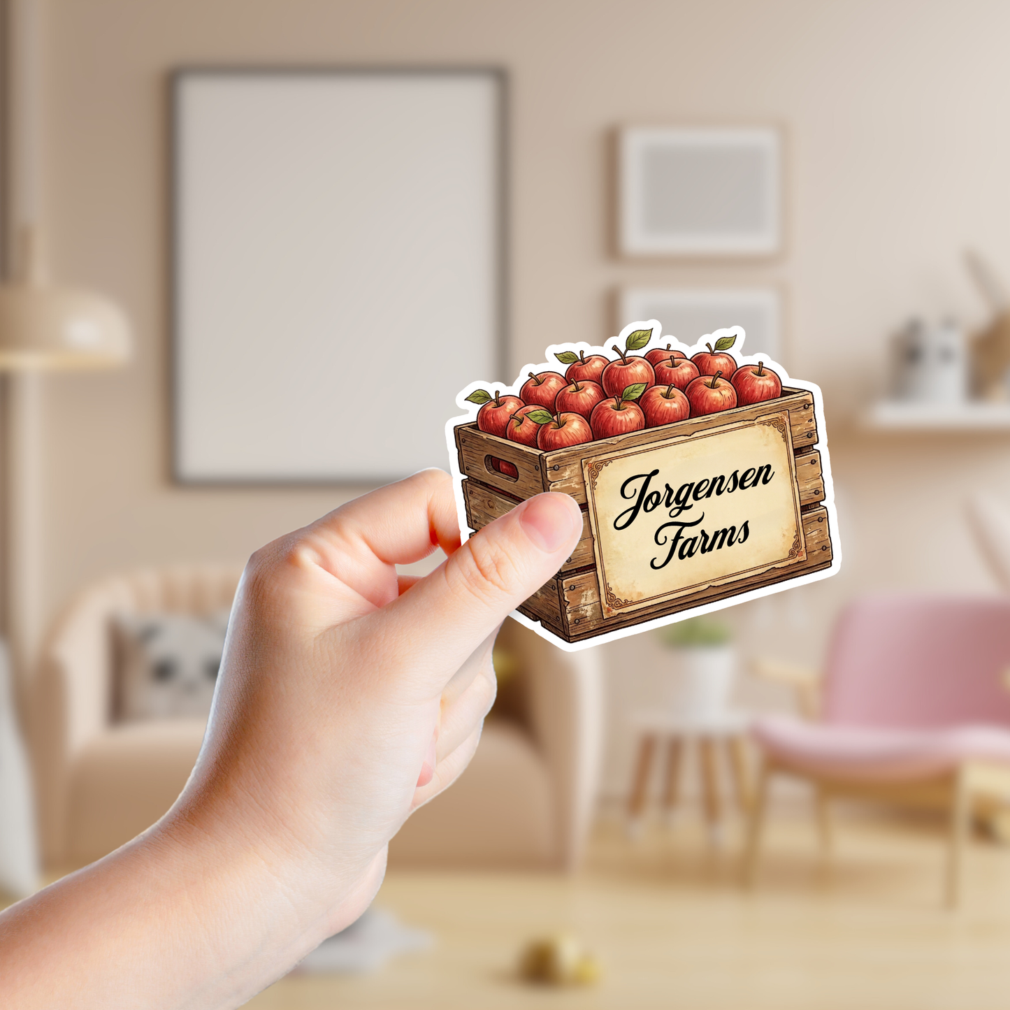 Vintage Red Apple Carton Custom Sticker